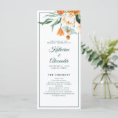 Elegant Script groen Waterverf bloemenbruiloft Programmakaart (Staand voorkant)