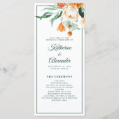 Elegant Script groen Waterverf bloemenbruiloft Programmakaart (Voorkant)