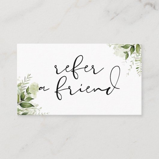 Elegant Script Groene Bloemen Aanbevelingskaartje (Voorkant)