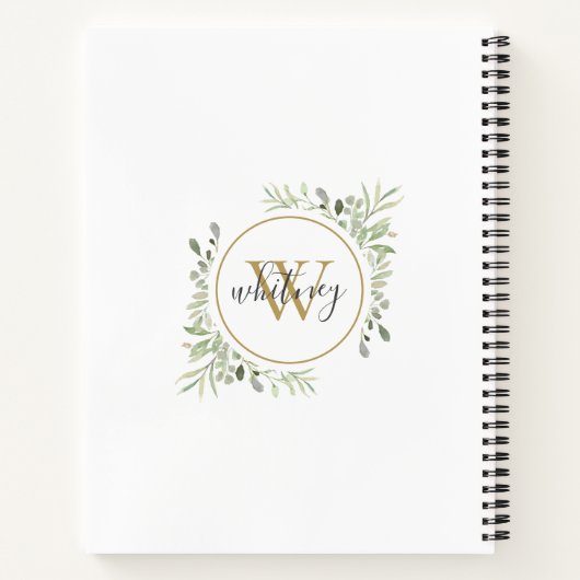Elegant Script Groene Chic Gouden Monogram Notitieboek (Achterkant)