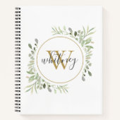 Elegant Script Groene Chic Gouden Monogram Notitieboek (Voorkant)