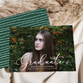 Elegant Script Groene Foto Afstuderen Aankondiging