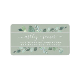 Elegant Script Groene Huwelijks Retouradres Etiket