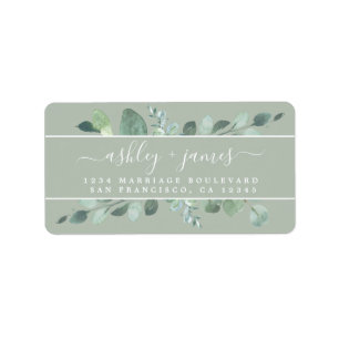 Elegant Script Groene Huwelijks Retouradres Etiket