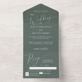 Elegant-script Groene Minimale Weddenschap All In One Uitnodiging (Binnen)