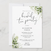 Elegant Script Groene Monogram Bruids Thee Party Kaart (Voorkant)