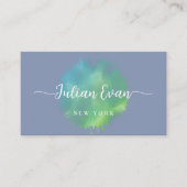 Elegant Script Groene waterverf penseelstreek Visitekaartje (Voorkant)