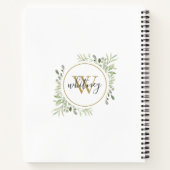 Elegant Script Groenery Chic Gouden Monogram Notitieboek (Achterkant)