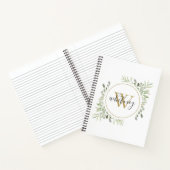 Elegant Script Groenery Chic Gouden Monogram Notitieboek (Binnen)