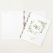 Elegant Script Groenery Goud Monogram 2023 Planner (Display)