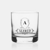 ELegant Script Groomsman Monogram Bridal Party Whisky Glas (Voorkant)