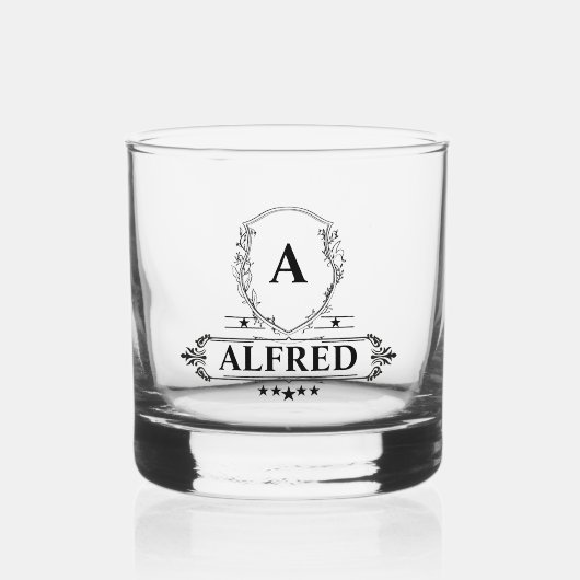ELegant Script Groomsman Monogram Bridal Party Whisky Glas (Voorkant)