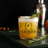 ELegant Script Groomsman Monogram Bridal Party Whisky Glas