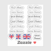 Elegant script Groot-BritBrittannië Sticker (Vel)