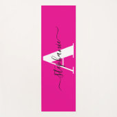 Elegant script Groot monogram Een hete roze Yogamat (Voorkant)