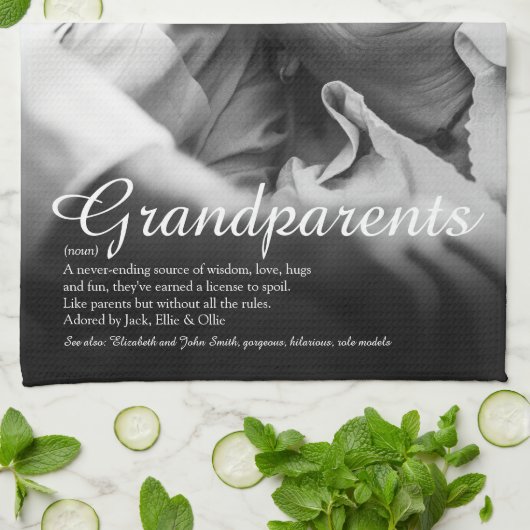Elegant Script Grootouders Pret Definitie Foto Theedoek (Gevouwen)