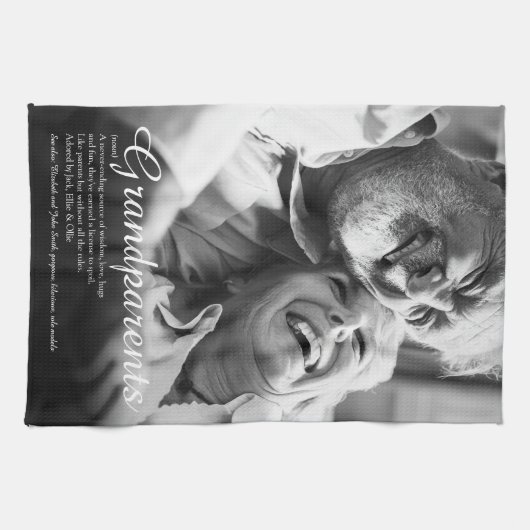 Elegant Script Grootouders Pret Definitie Foto Theedoek (Horizontaal)