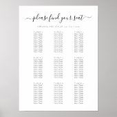 Elegant Script  Guest List Wedding Seating Chart Poster (Voorkant)