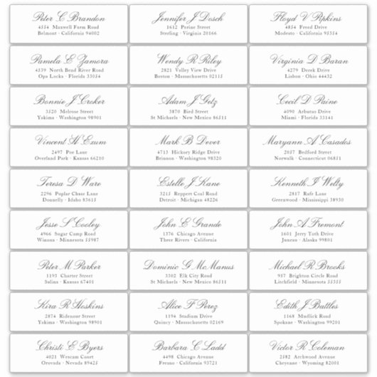 Elegant Script Guest Names Address Sticker (Voorkant)