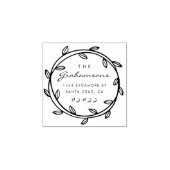 Elegant Script & Hand-getrokken krans retour adres Rubberstempel (Afrduk)