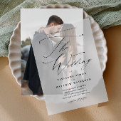 Elegant script handgeschreven kalligrafie bruiloft vellum uitnodigingen