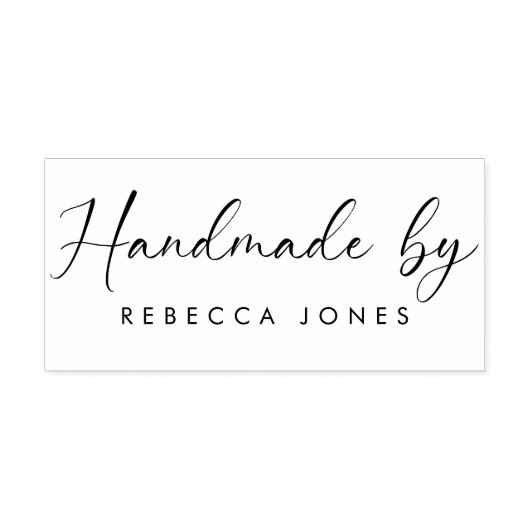 Elegant script "Handmade by Modern Minimalist" Rubberstempel (Afrduk)