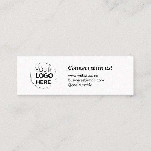 Elegant script handschrift dank u wit mini visitekaartje (Achterkant)