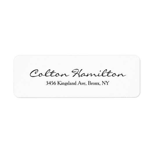 Elegant script handschrift modern zwart wit etiket (Voorkant)