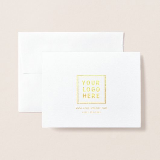 Elegant Script Handtekening Business Logo Real Gol Folie Kaarten (Met envelop)