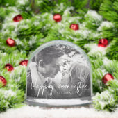 Elegant Script Happily Ever after Couple Photo Sneeuwbol (Kerstmis)