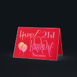 Elegant Script Happy 21st Name Red Birthday Kaart<br><div class="desc">A.stylish ontwerp met typografie om een Tevreden 21st Geboortedag te wensen, plaats in een decoratief manuscript in schaduwen van lila en citroen, en de leeftijd is in een coördinerend lettertype in zacht lila, samen met de naam van uw ontvanger, op een rode achtergrond. U kunt het bericht binnen in uw...</div>