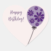 Elegant script Happy Birthday! bloembalon Hart Sticker (Voorkant)