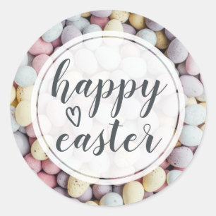 Elegant Script Happy Easter Eggs Envelope Seal Ronde Sticker