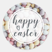 Elegant Script Happy Easter Eggs Ronde Sticker (Voorkant)