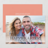 Elegant Script Happy Easter familie één foto Feestdagenkaart (Voorkant / Achterkant)