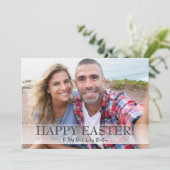 Elegant Script Happy Easter familie één foto Feestdagenkaart (Staand voorkant)