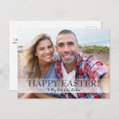 Elegant Script Happy Easter familie één foto Feestdagenkaart (Voorkant / Achterkant)