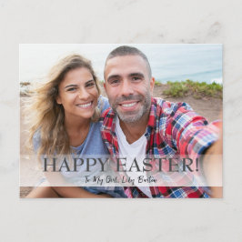 Elegant Script Happy Easter familie één foto Feestdagenkaart