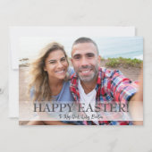 Elegant Script Happy Easter familie één foto Feestdagenkaart (Voorkant)