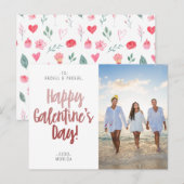 Elegant Script Happy Galentine's Day Photo Briefkaart (Voorkant / Achterkant)