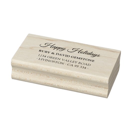 Elegant Script Happy Holidays Return Address  Rubberstempel (Stempel)