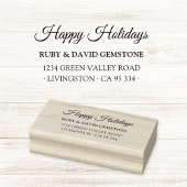 Elegant Script Happy Holidays Return Address  Rubberstempel