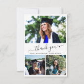 Elegant script hart afstuderen 3 foto collage bedankkaart (Voorkant)