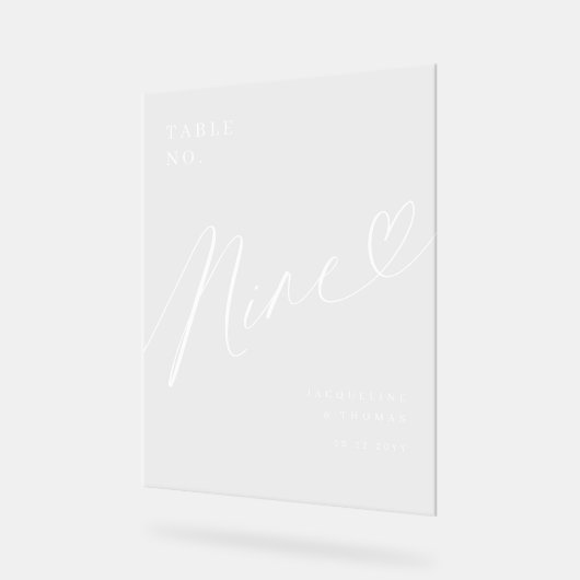 Elegant Script hart bruiloft tabel nummer negen Acryl Bord (Hoek)