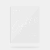 Elegant Script hart bruiloft tafel nummer acht Acryl Bord (Voorkant)