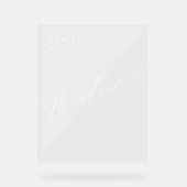 Elegant Script Hart Bruiloft Tafel Nummer Dertien Acryl Bord (Voorkant)