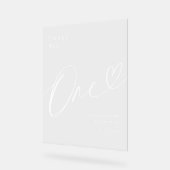 Elegant Script Hart Bruiloft Tafel Nummer Een Acryl Bord (Hoek)