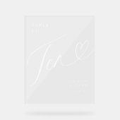 Elegant Script Hart Bruiloft Tafel nummer tien Acryl Bord (Voorkant)