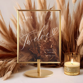 Elegant Script hart bruiloft tafel nummer twaalf Acryl Bord