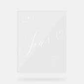 Elegant Script hart bruiloft tafel nummer vier Acryl Bord (Voorkant)